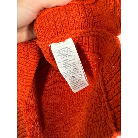 J Crew Orange Chunky Knit Tank Top Womens Sz S Fall Autumn Pumpkin High Neck - Picture 5 of 7
